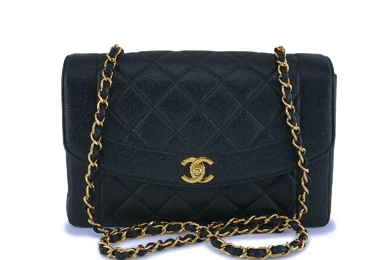 Chanel Vintage Black Caviar Classic Diana Flap Bag 24k GHW