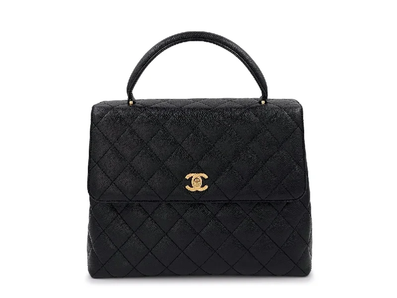 Chanel Vintage Black Caviar Classic Quilted Kelly Bag 24k GHW