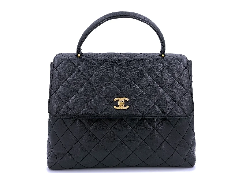 Chanel Vintage Black Caviar Kelly Top Handle Bag 24k GHW