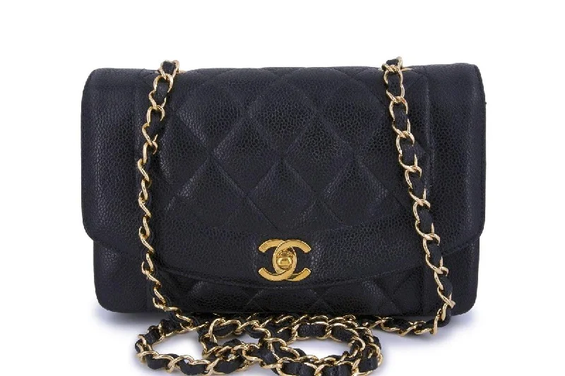 Chanel Vintage Black Caviar Small Classic Diana Flap Bag 24k GHW