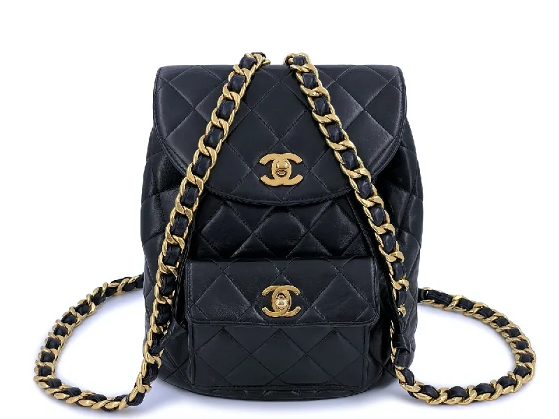 Chanel Vintage Black Duma Classic Backpack Bag Lambskin 24k GHW