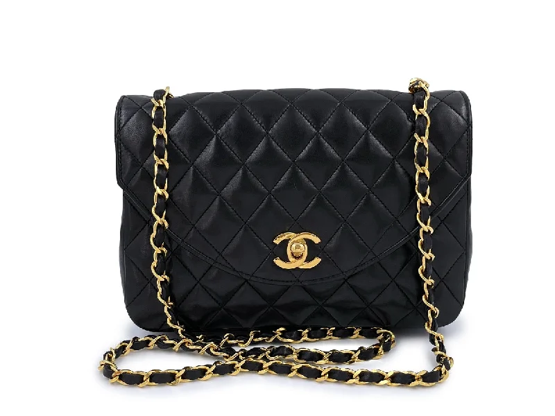 Chanel Vintage Black Lambskin Curved Flap Bag 24k GHW