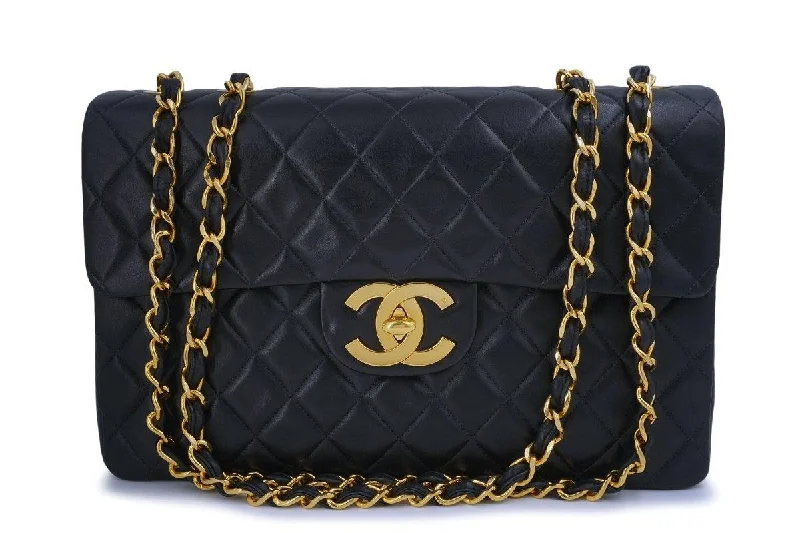 Chanel Vintage Black Lambskin Maxi "Jumbo XL" Classic Flap Bag 24k GHW