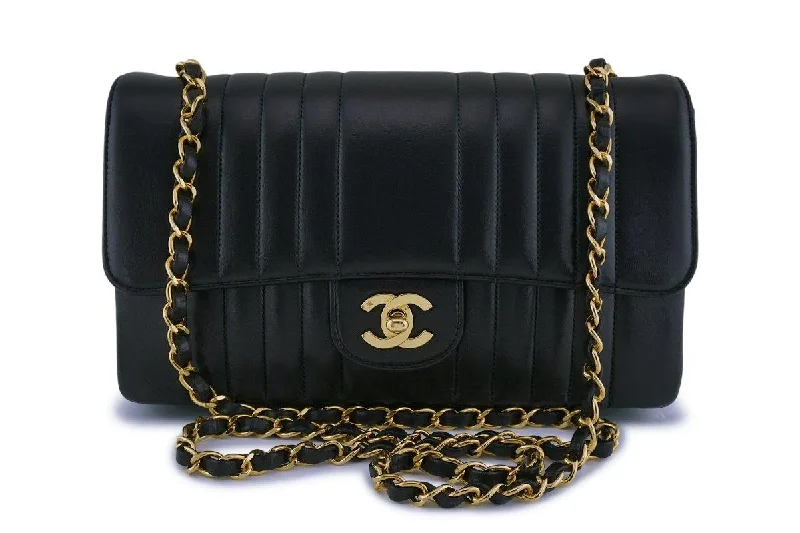 Chanel Vintage Black Lambskin Medium Mademoiselle Classic Flap Bag 24k GHW