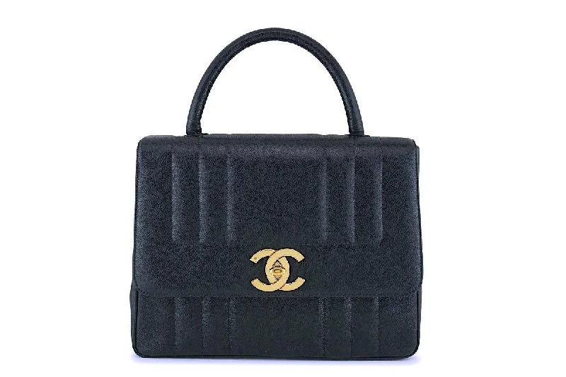 Chanel Vintage Black Mademoiselle Caviar Kelly Bag 24k GHW