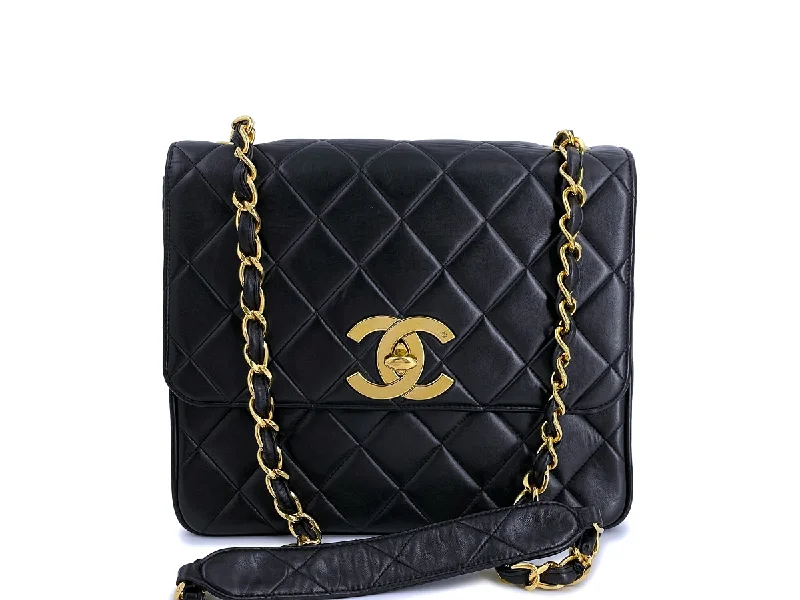 Chanel Vintage Black Oversized CC Medium Tall Classic Crossbody Flap Bag 24k GHW