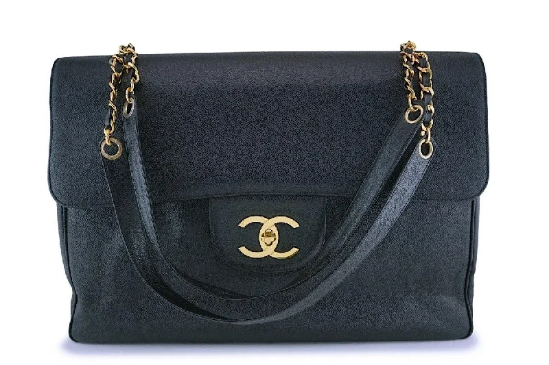 Chanel Vintage Caviar Supermodel Maxi Jumbo XXL Flap Bag 24k GHW