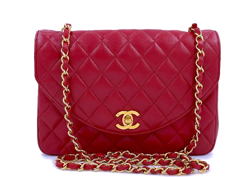 Chanel Vintage Red Curved Quilted Flap Bag 24k GHW