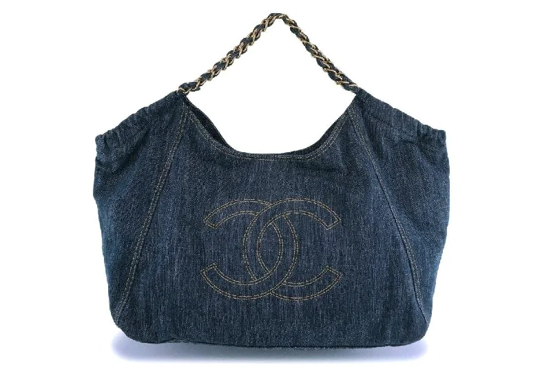 Chanel XL Denim Coco Cabas Canvas Tote Bag