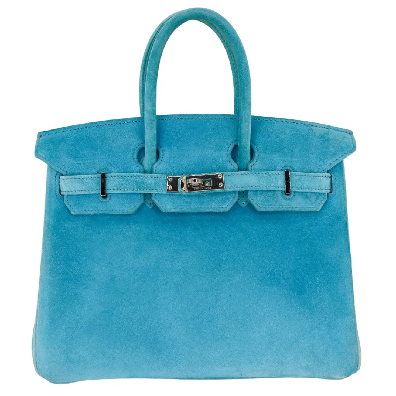 Hermès 25cm Birkin Doblis Bleu Suede Palladium Hardware