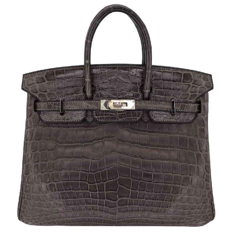 Hermès 25cm Birkin Graphite Matte Niloticus Crocodile Palladium Hardware