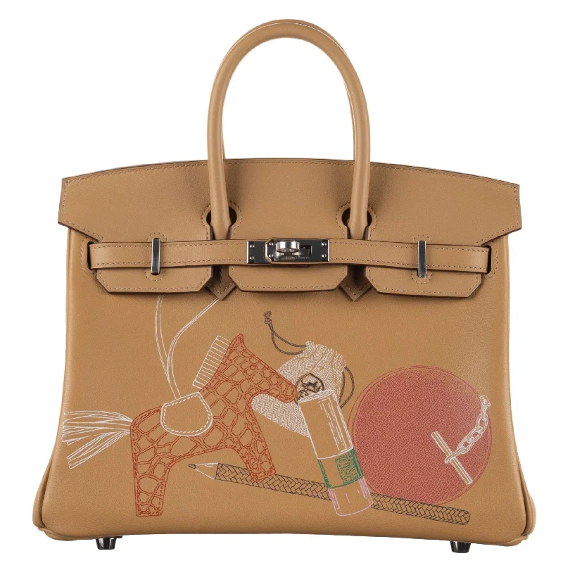 Hermès 25cm Birkin In and Out Biscuit/Multicolor Swift Leather Palladium Hardware