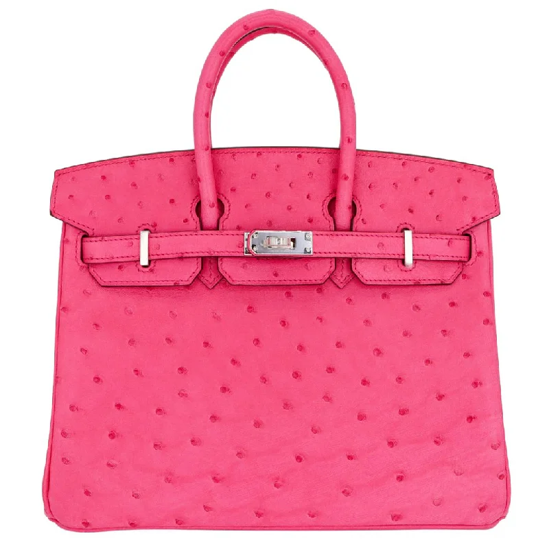 Hermès 25cm Birkin Rose Tyrien Ostrich Palladium Hardware