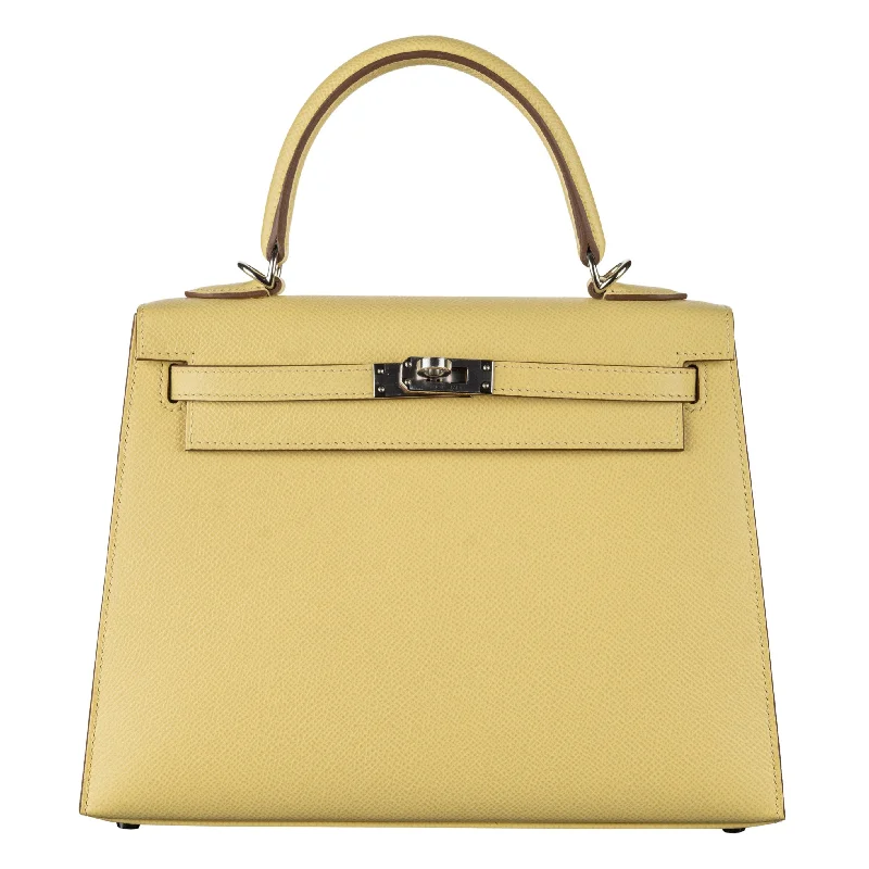 Hermès 25cm Kelly Sellier Jaune Poussin Epsom Leather Palladium Hardware