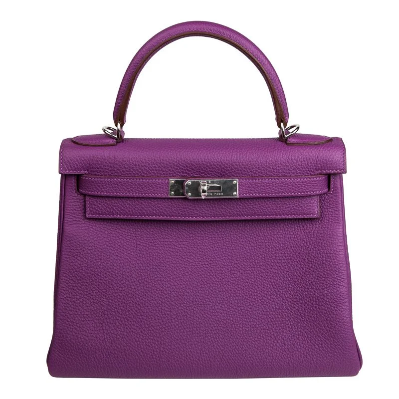 Hermès 28cm Kelly Retourne Anemone Togo Leather Palladium Hardware