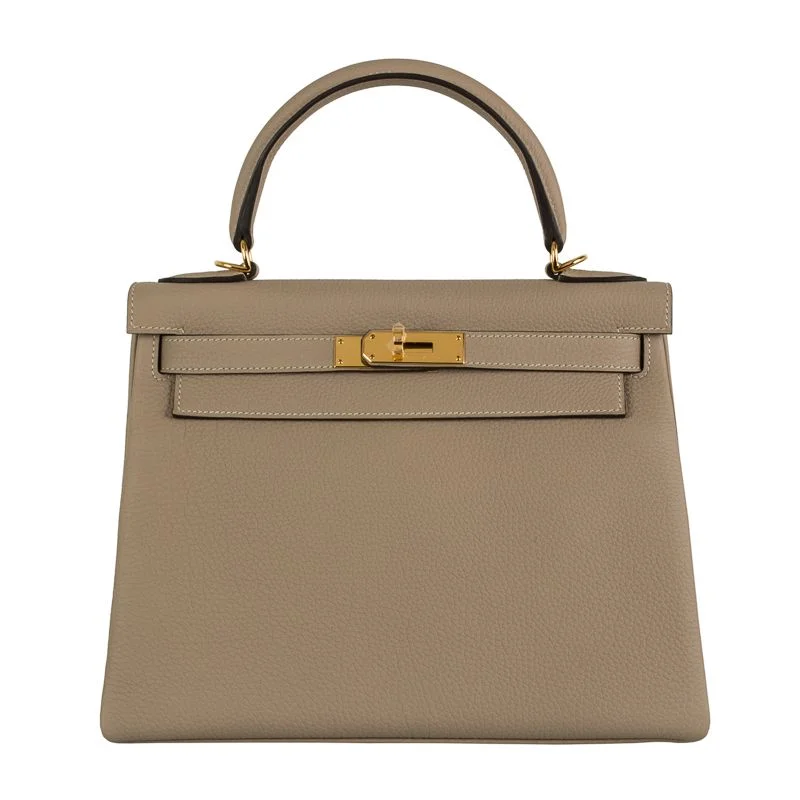 Hermès 28cm Kelly Retourne Gris Tourterelle Togo Leather Gold Hardware