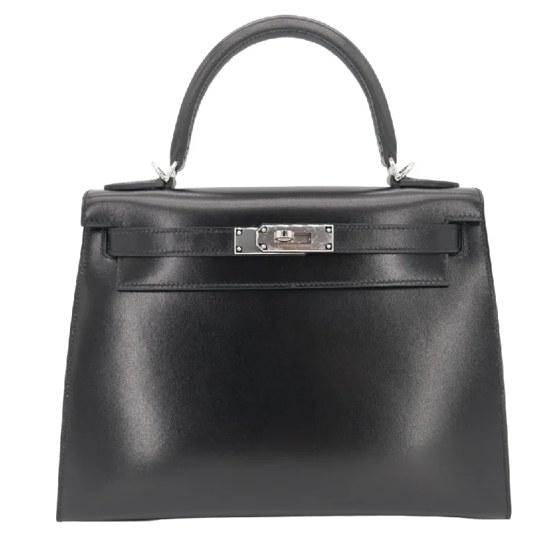 Hermès 28cm Kelly Sellier Black Box Calf Leather Palladium Hardware