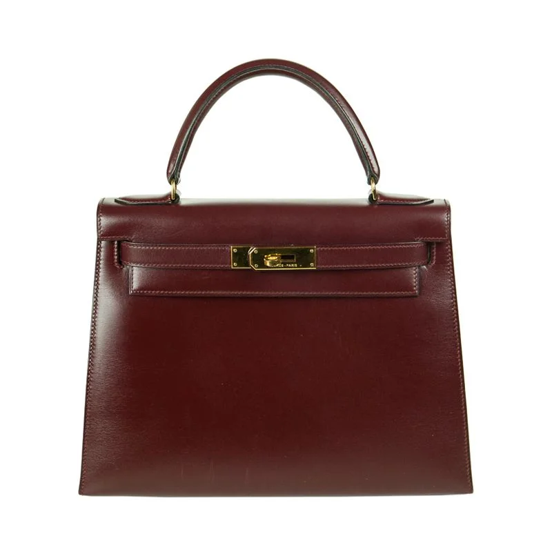 Hermès 28cm Kelly Sellier Rouge H Box Calf Leather Gold Hardware