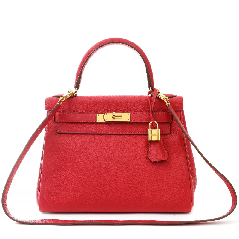 Hermes 28cm Vermillion Togo Kelly w/ Gold Hardware