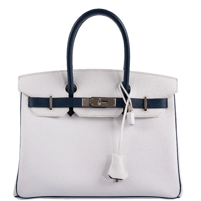 Hermès Birkin 30 HSS White & Blue Marine Epsom leather Palladium Hardware - 2011, O Square