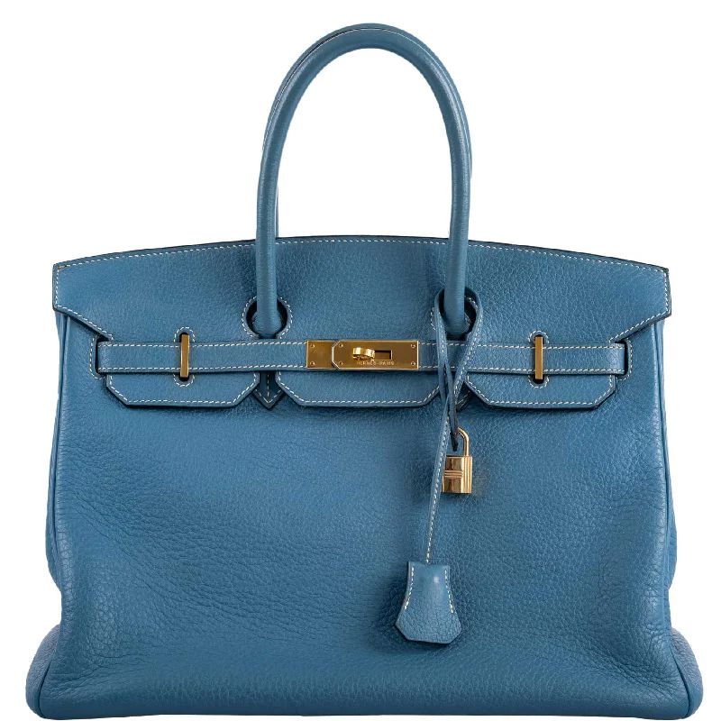 Hermès Birkin 35 Blue Jean Togo Gold Hardware - Square G