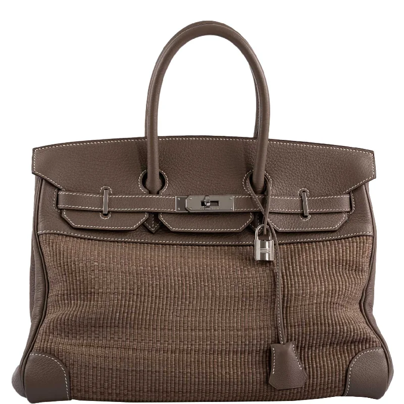 Hermès Birkin 35 Crinoline & Etoupe Clemence with Palladium Hardware