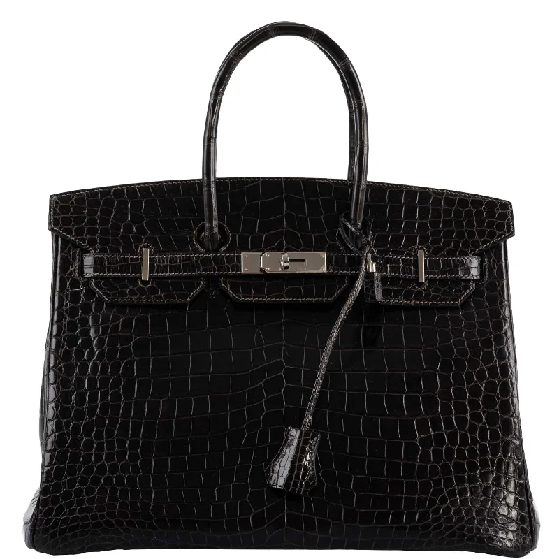 Hermès Birkin 35 Graphite Porosus Crocodile with Palladium Hardware