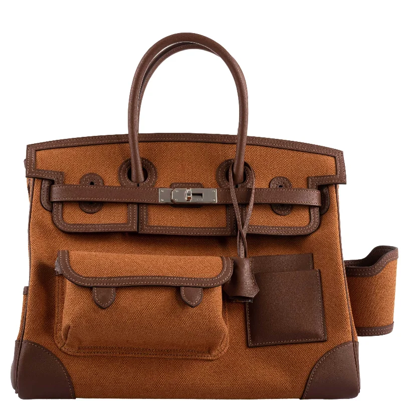 Hermès Birkin Cargo 35 Marron d’Inde Swift & Gold Canvas Palladium Hardware - 2020, Y