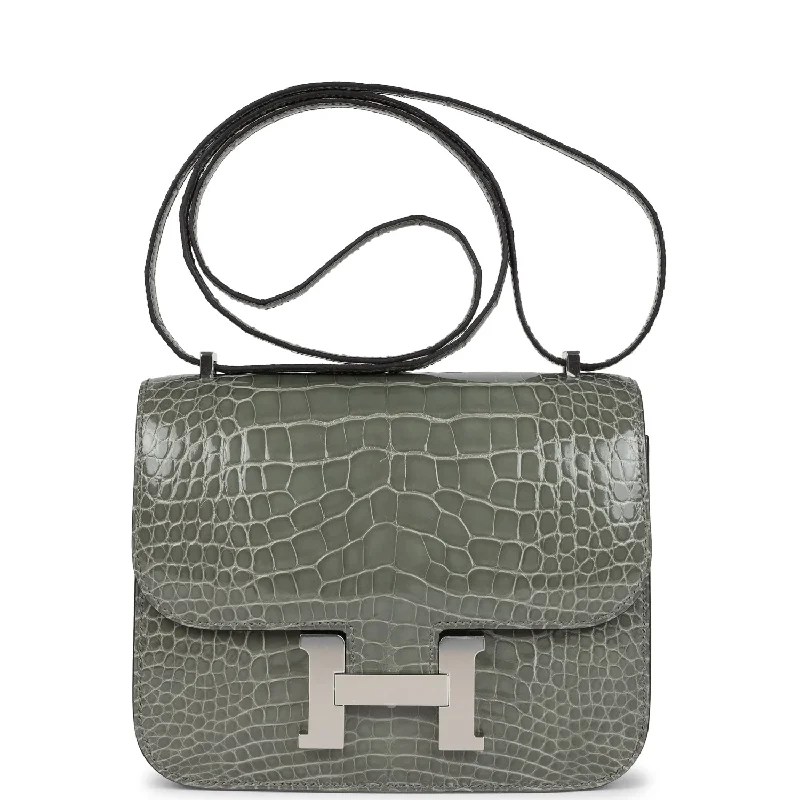 Hermes Constance 18 Gris Ciment Shiny Alligator Palladium Hardware