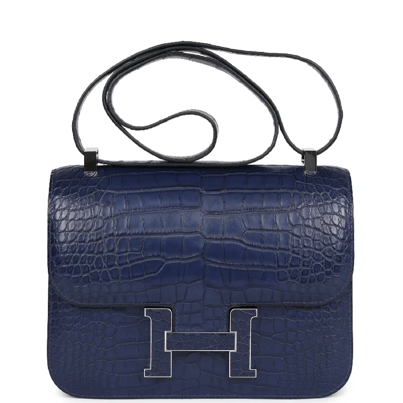 Hermes Constance 1-24 Bleu Saphir Matte Alligator Marquette Palladium Hardware