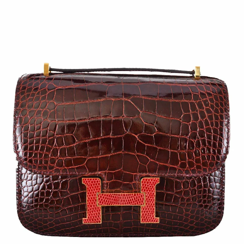 Hermès Constance 18 Alligator Bourgogne Pink Lizard Gold Hardware