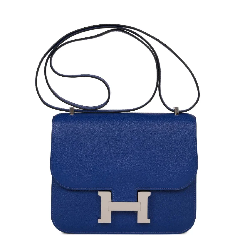 Hermes Constance 18 Bleu Electric Chevre Palladium Hardware