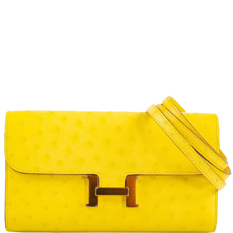 Hermès Constance Long to Go Wallet Citron Ostrich Gold Hardware - 2020, Y