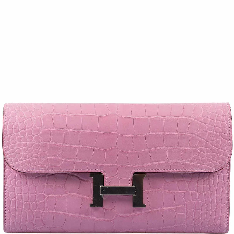 Hermès Constance Long Wallet Bubblegum Pink 5P Matte Alligator Palladium Hardware