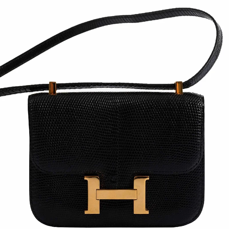 Hermès Constance Micro Black Lizard Gold Hardware - Rare