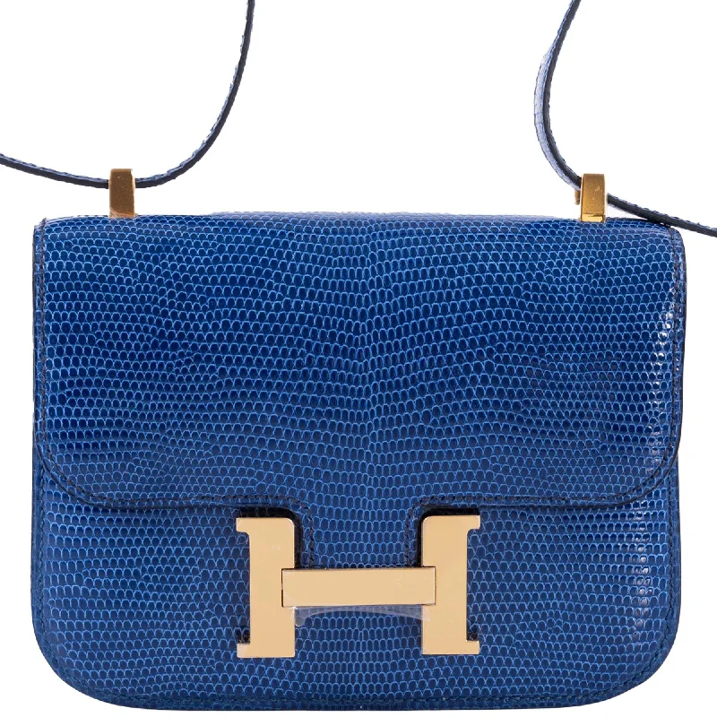 Hermès Micro Constance 14 Bleu Saphir Lizard Gold Hardware