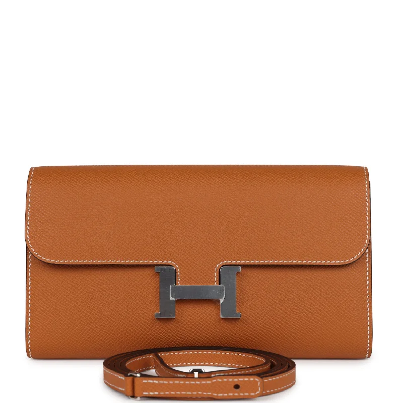 Hermes Constance To Go Wallet Toffee Epsom Palladium Hardware