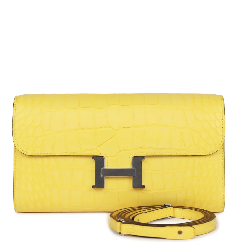 Hermes Constance Wallet To Go Mimosa Matte Alligator Palladium Hardware