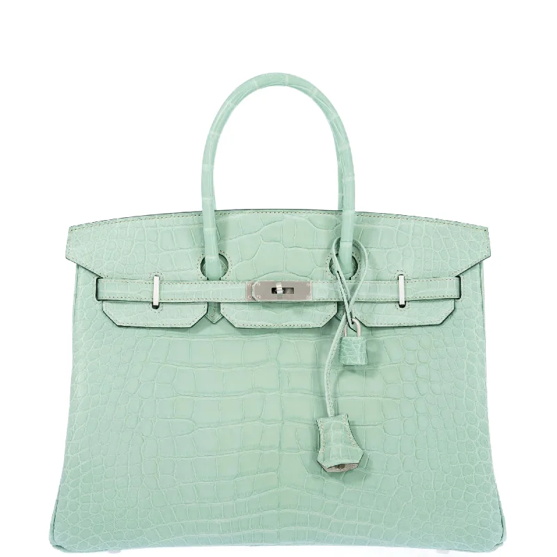 Hermès Birkin 35 HSS Vert D'Eau and Gris Perle Matte Alligator Palladium Hardware