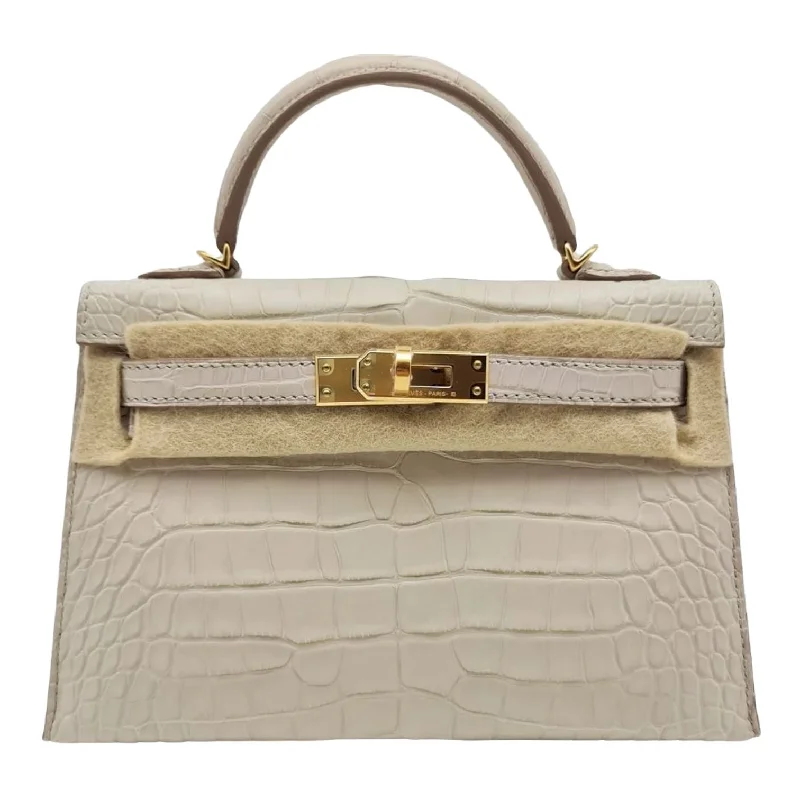 Hermès Kelly 20 Beton Matte Alligator Gold Hardware