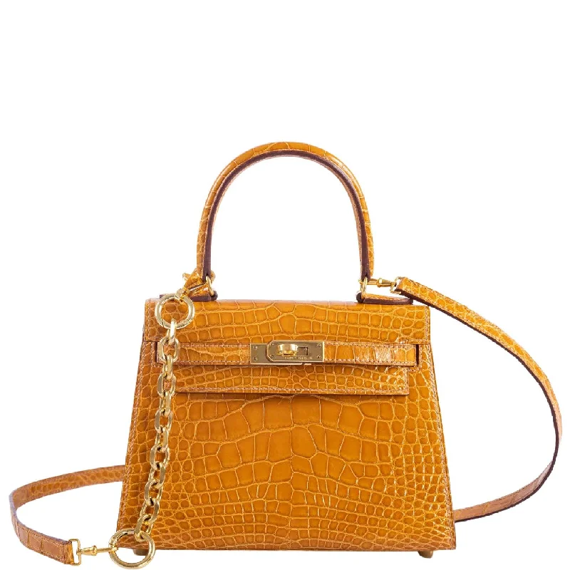 Hermès Kelly 20 Mini Sellier Saffron Alligator with Gold Hardware