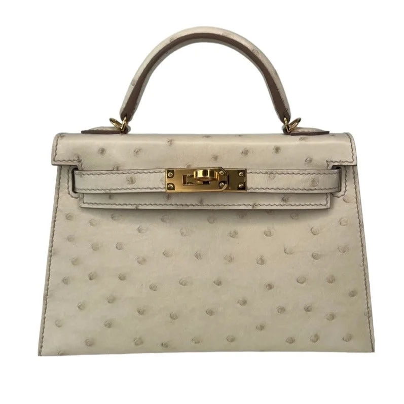 Hermes Kelly 20 Beton Ostrich Gold Hardware