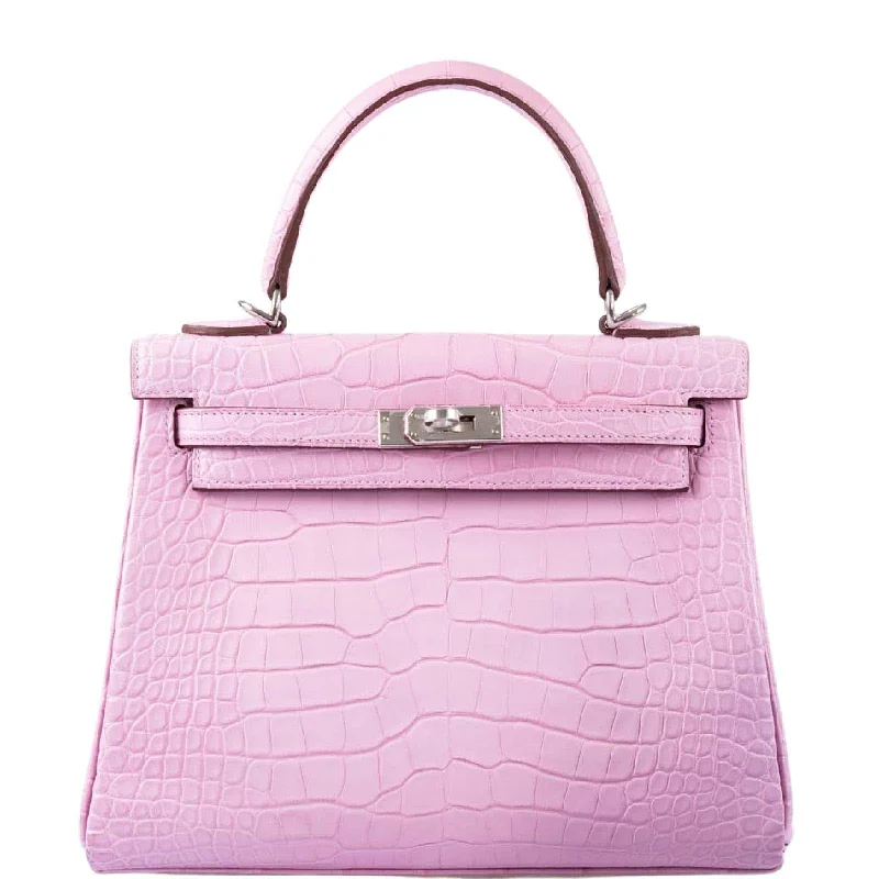 Hermès Kelly 25 Retourne 5P Bubblegum Pink Matte Alligator Palladium Hardware