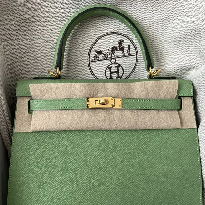 Hermès Kelly 25 Vert Criquet Sellier Epsom Gold Hardware GHW