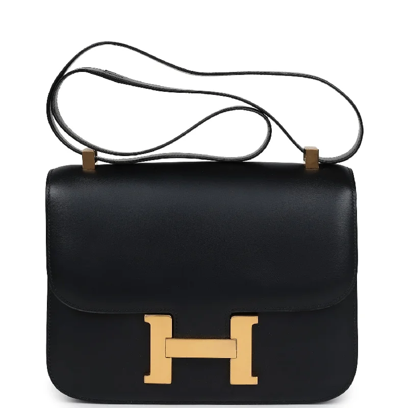 Vintage Hermes Constance 23 Black Evercalf Gold Hardware