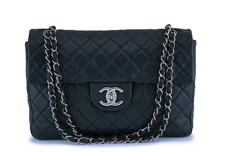 Rare Chanel Black Soft Caviar Maxi "Jumbo XL" Classic Double Flap Bag SHW