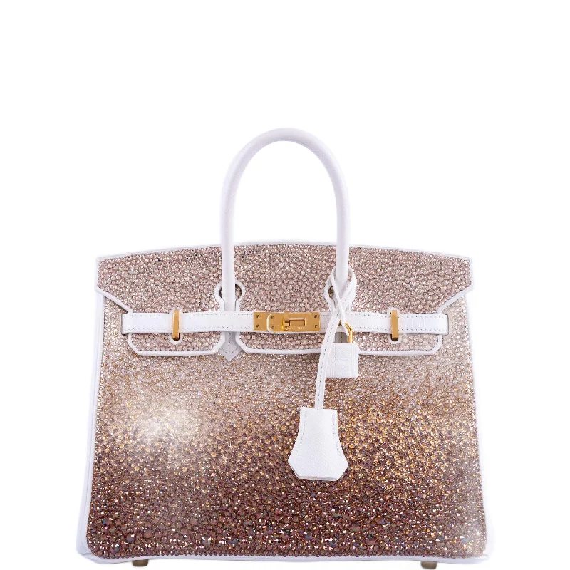 Vintage Hermès Birkin 25 'Ombré' Custom Swarovski Crystals with Gold Hardware