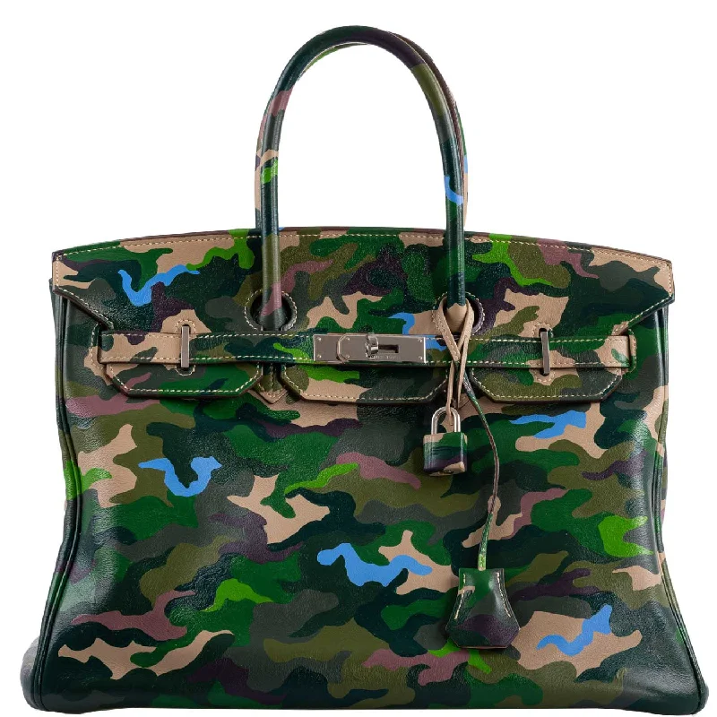 Vintage Hermès Birkin 35 Green Camouflage Swift with Palladium Hardware