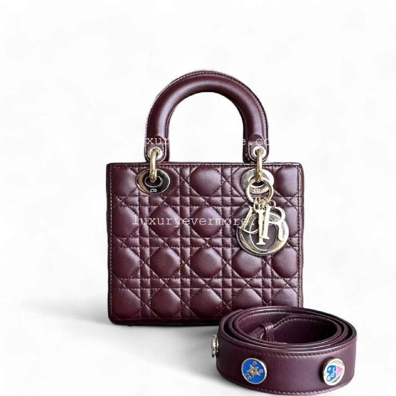 Lady Small Cannage Lambskin ABC MYABC Burgundy Golden Hardware