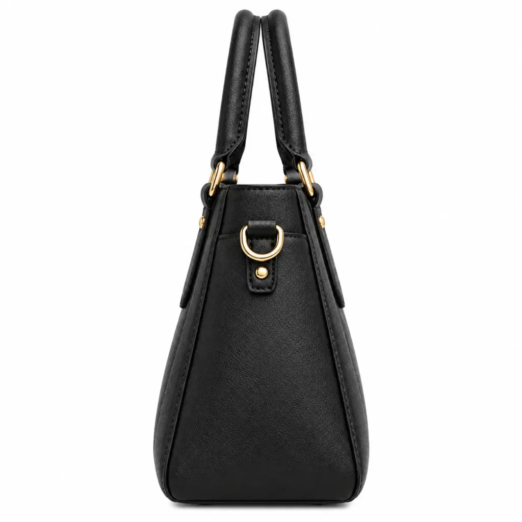 Erova Black Pebbled Leather Satchel with Handles2